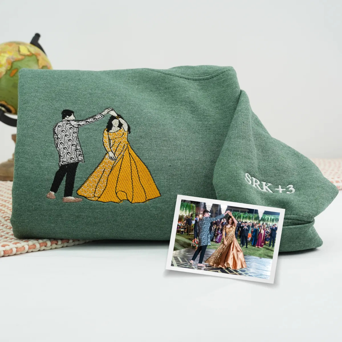 Embroidered Wedding Hoodie with Couple Portrait - Matching Photo Gift