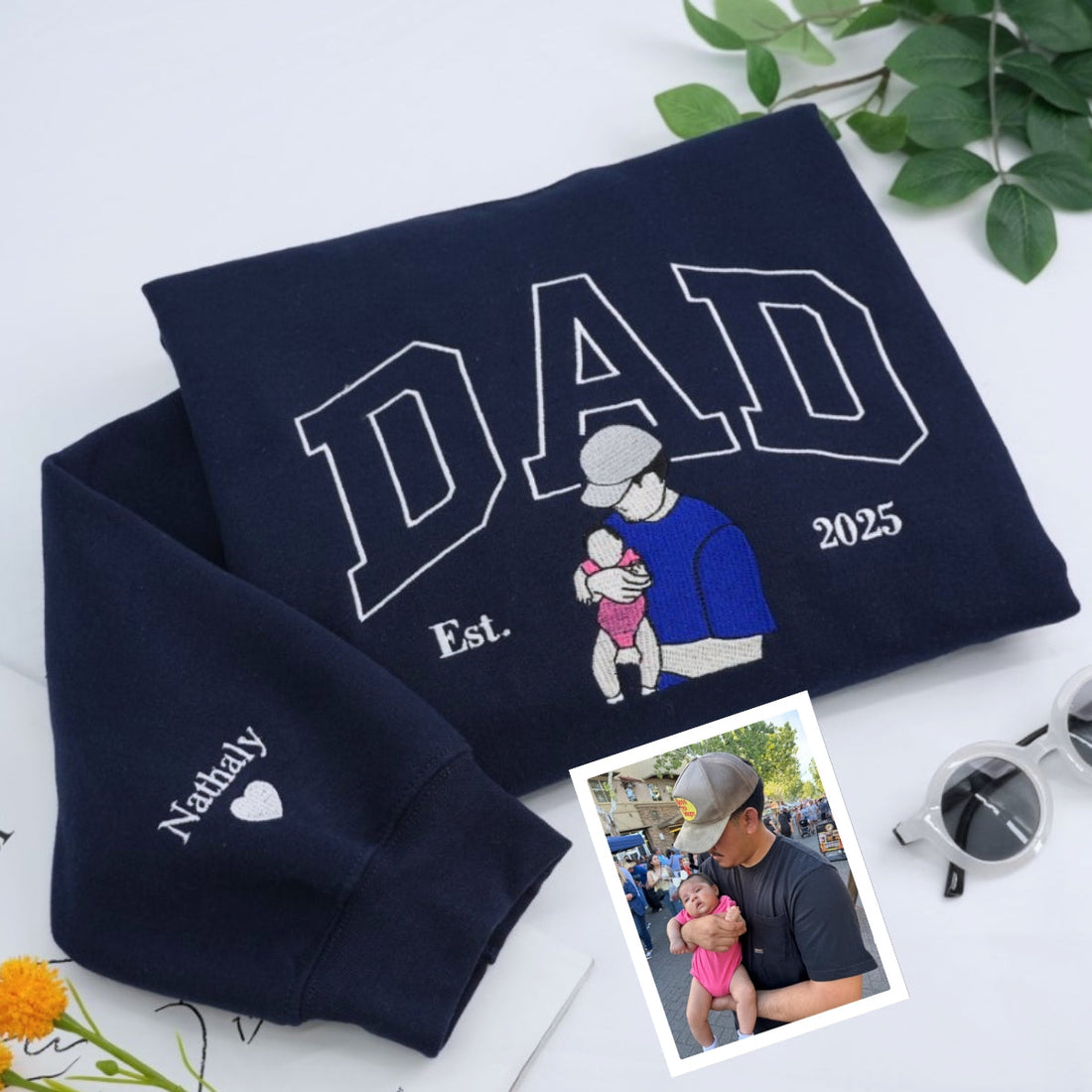 New Dad Custom Embroidered Hoodie - Personalized Baby Name - Father's Day Gift