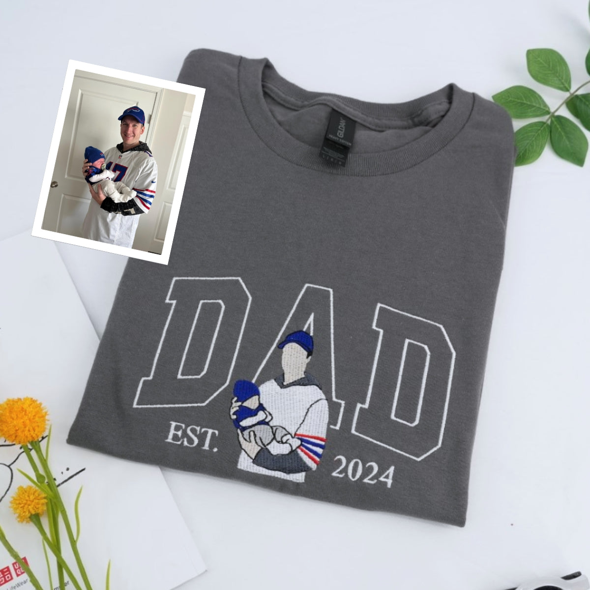 New Dad Custom Embroidered Hoodie - Personalized Baby Name - Father's Day Gift