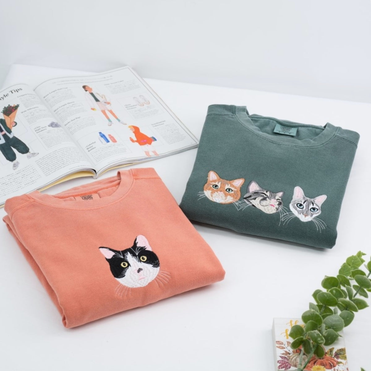Cat Face Custom Embroidered Hoodie - Personalized Cat Lover Gift for Cat MomDad