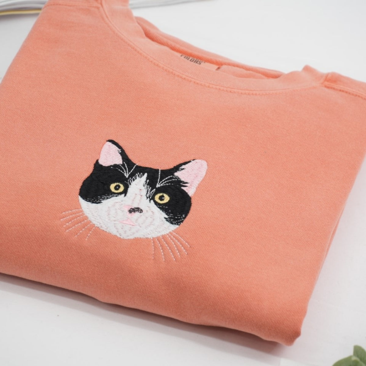 Cat Face Custom Embroidered Hoodie - Personalized Cat Lover Gift for Cat MomDad