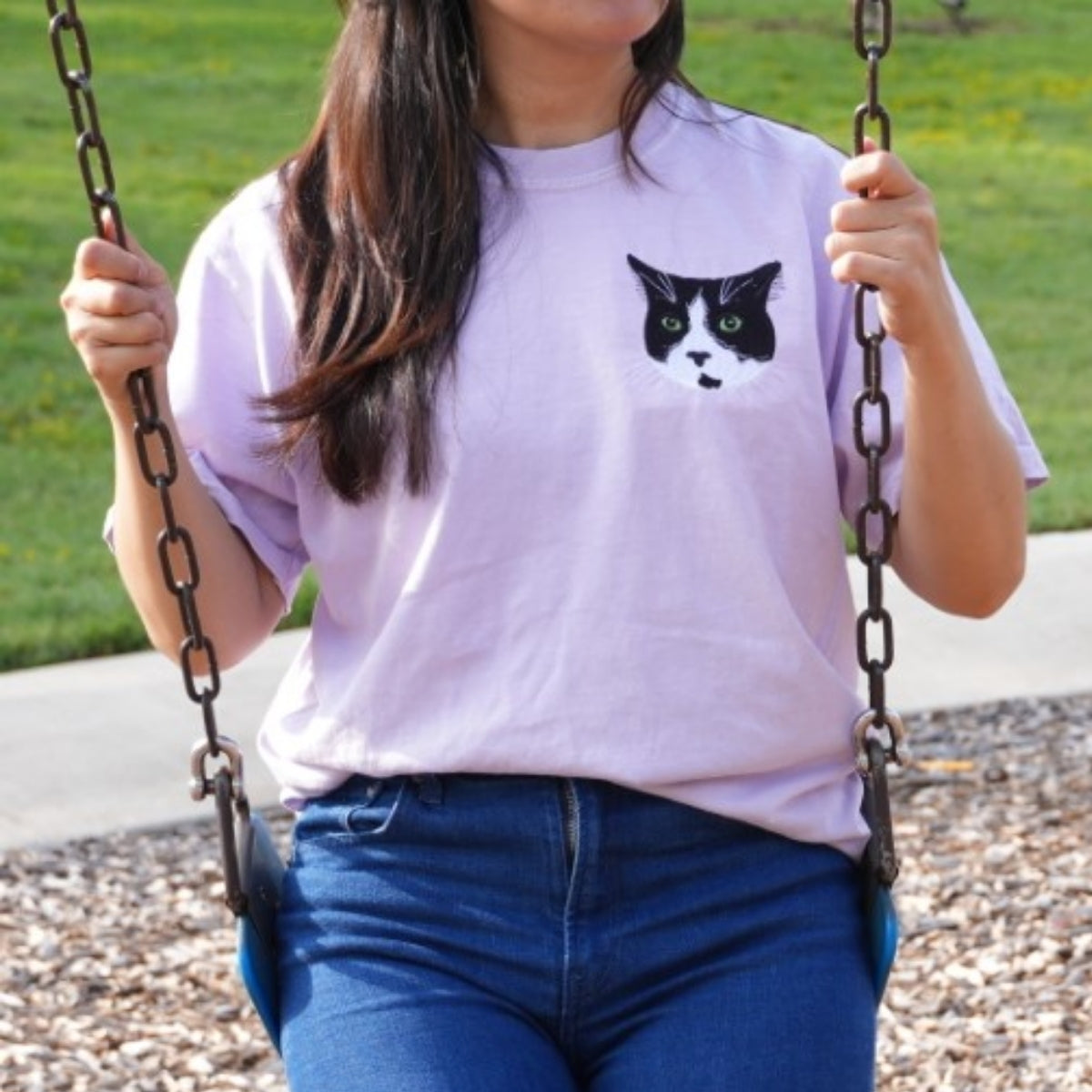 Pet Angel Custom Embroidered T-Shirt - Cat Memorial Rainbow Bridge Gift