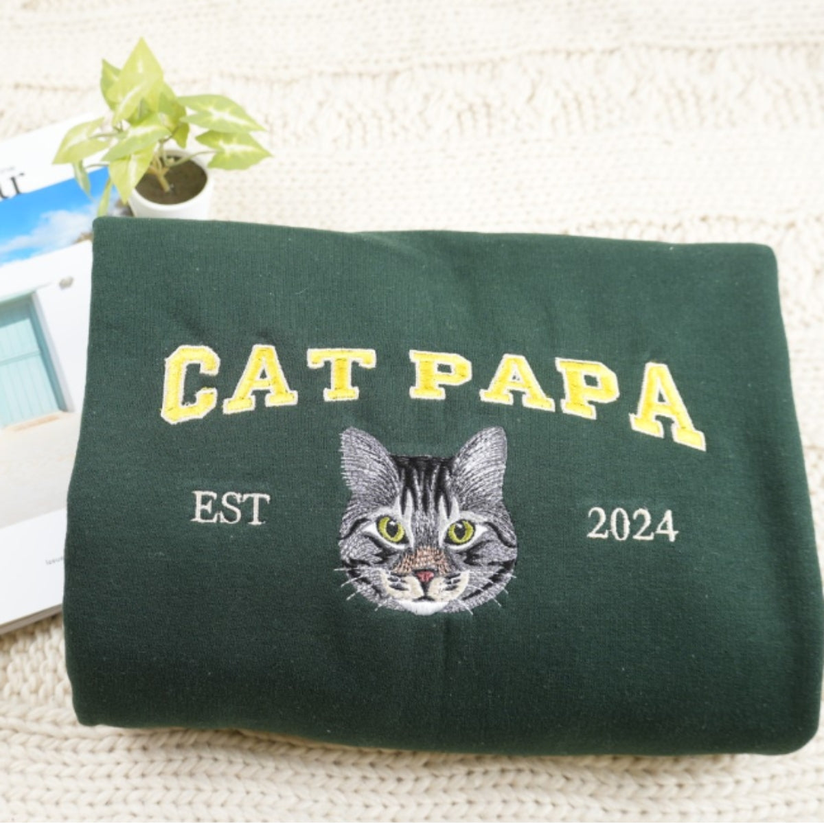 Cat Dad Custom Embroidered Hoodie - Perfect Father's Day Cat Lover Gift