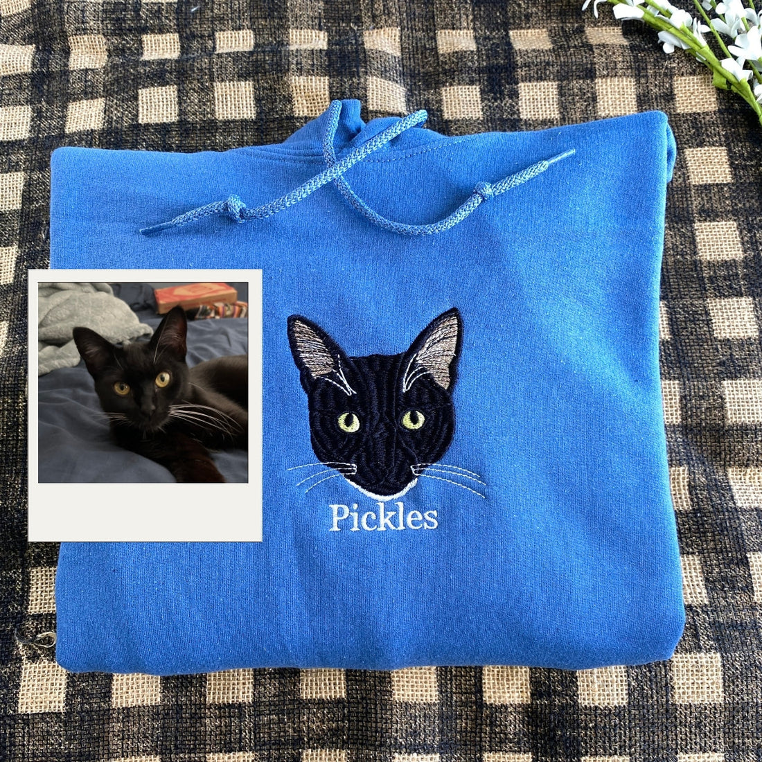 Pet Face Custom Embroidered Hoodie - Personalized Proud Cat Mom Dad Gift