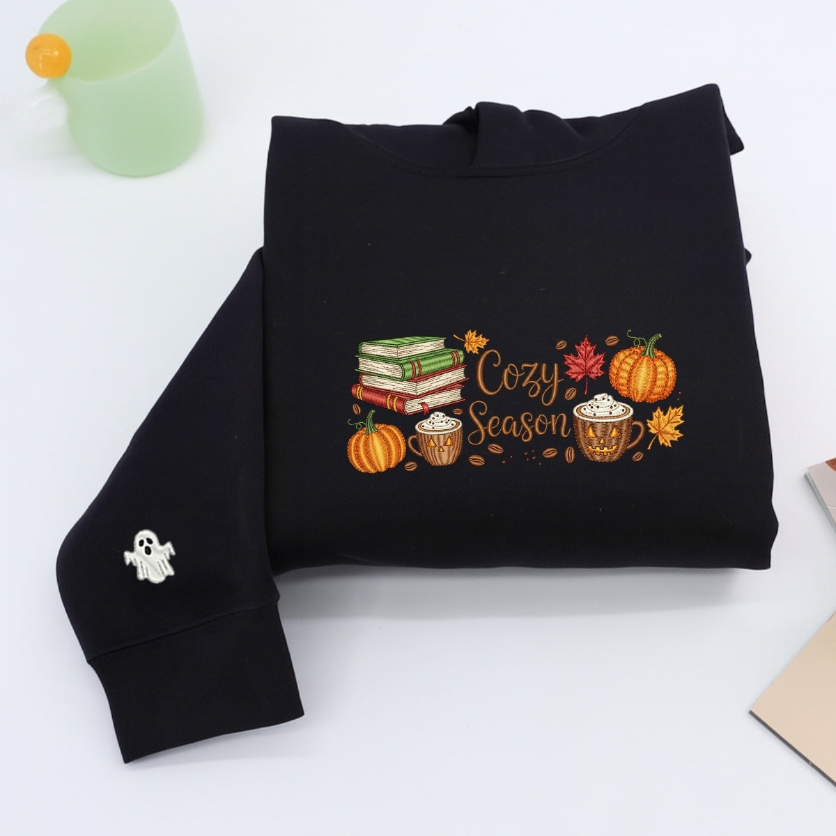 Book Lover Custom Embroidered Hoodie - Cozy Season Fall Reading Sweatshirt Gift