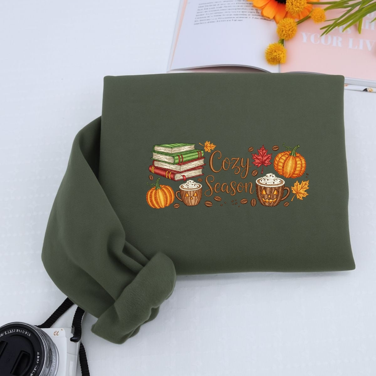 Book Lover Custom Embroidered Hoodie - Cozy Season Fall Reading Sweatshirt Gift