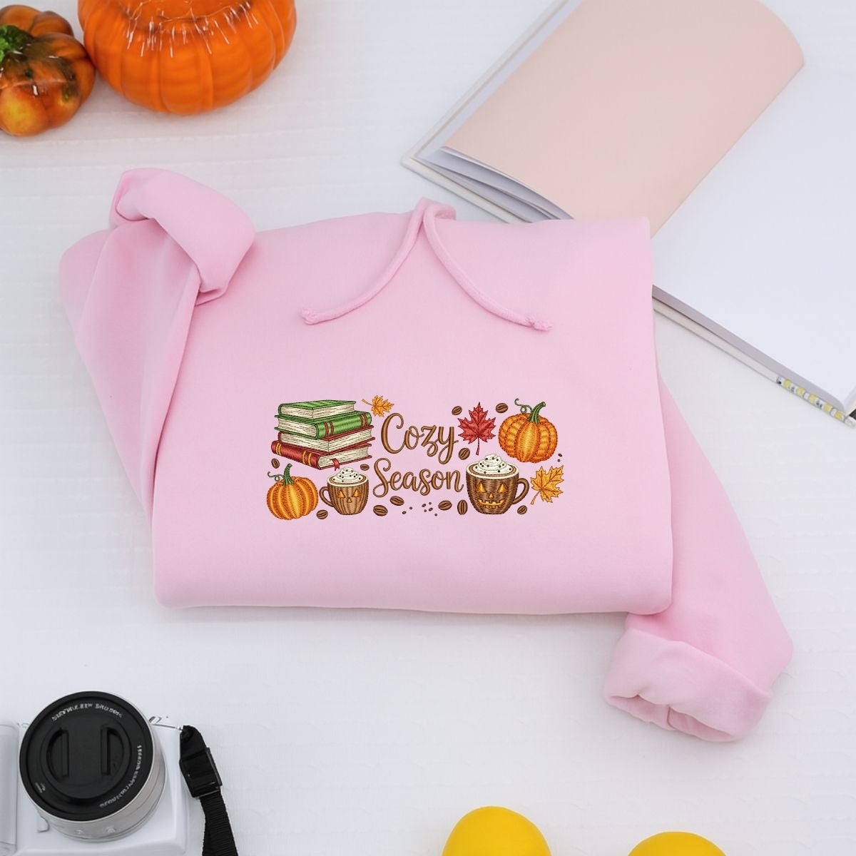 Book Lover Custom Embroidered Hoodie - Cozy Season Fall Reading Sweatshirt Gift