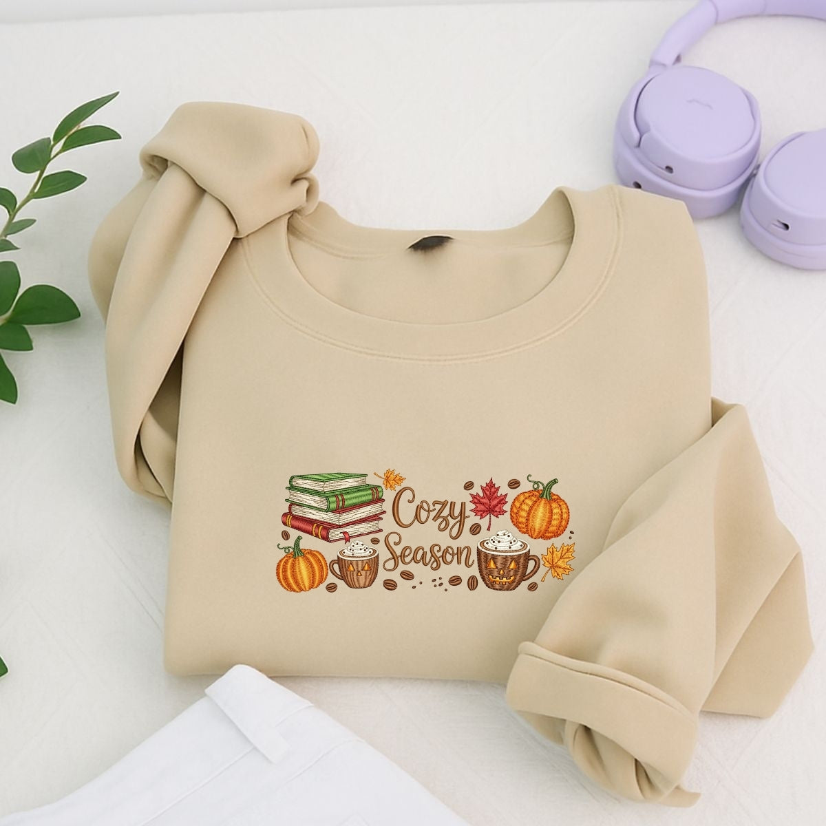Book Lover Custom Embroidered Hoodie - Cozy Season Fall Reading Sweatshirt Gift