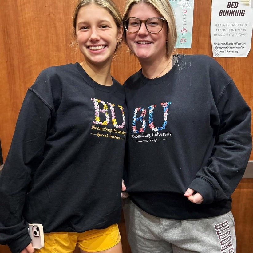 Embroidered University Hoodie with Floral Letter - College Gift