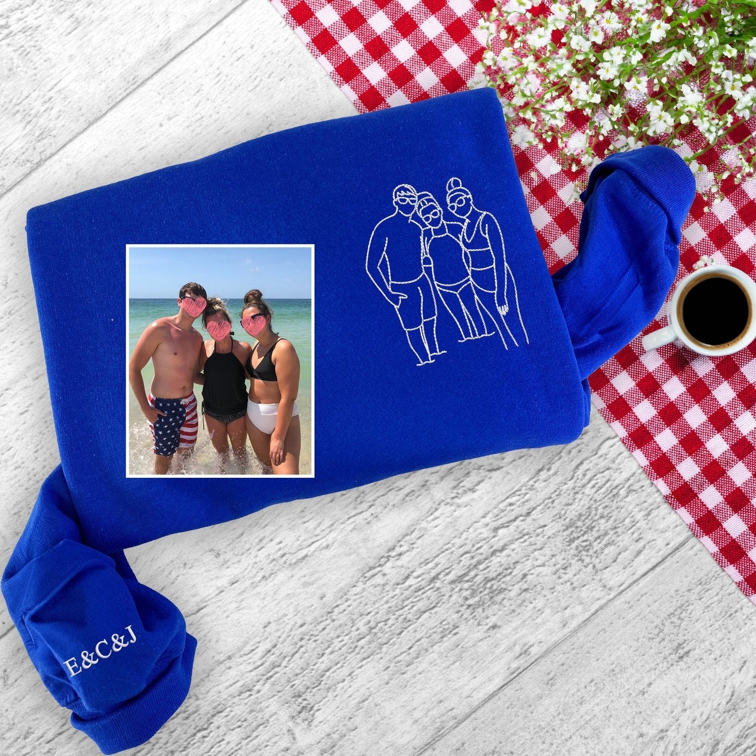 Best Friend Portrait Custom Embroidered Sweatshirt - Personalized Hoodie Photo Gift
