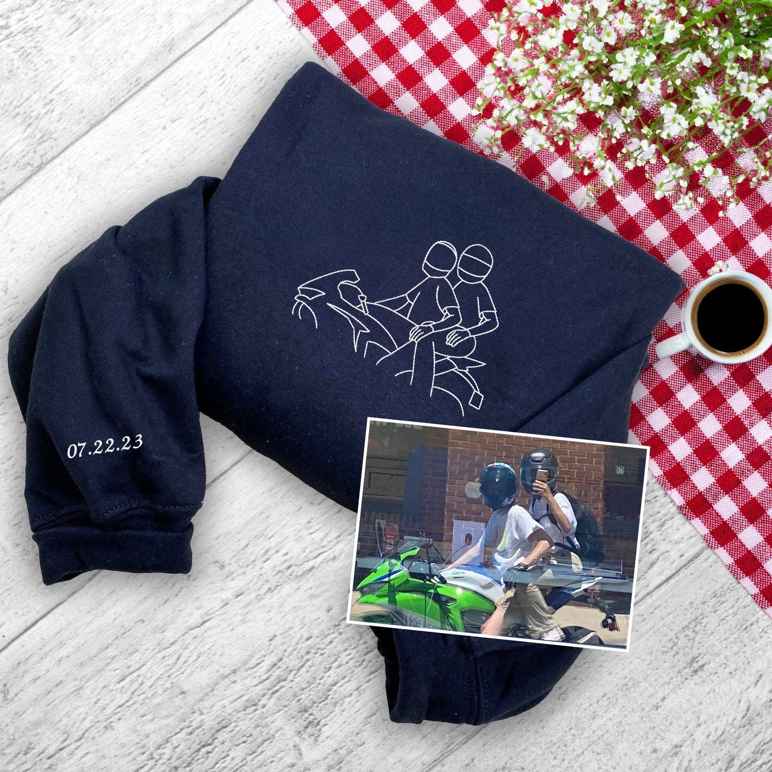 Best Friend Portrait Custom Embroidered Sweatshirt - Personalized Hoodie Photo Gift