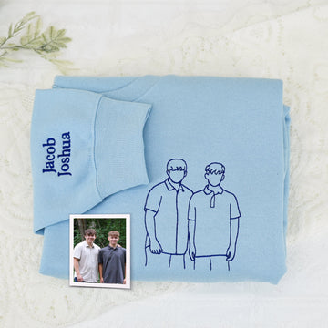 Best Friend Portrait Custom Embroidered Sweatshirt - Personalized Hoodie Photo Gift