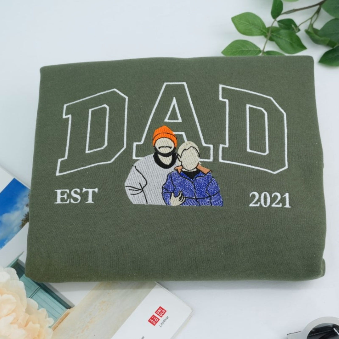 New Father Custom Embroidered Dad Hoodie - Personalized Father's Day Gift