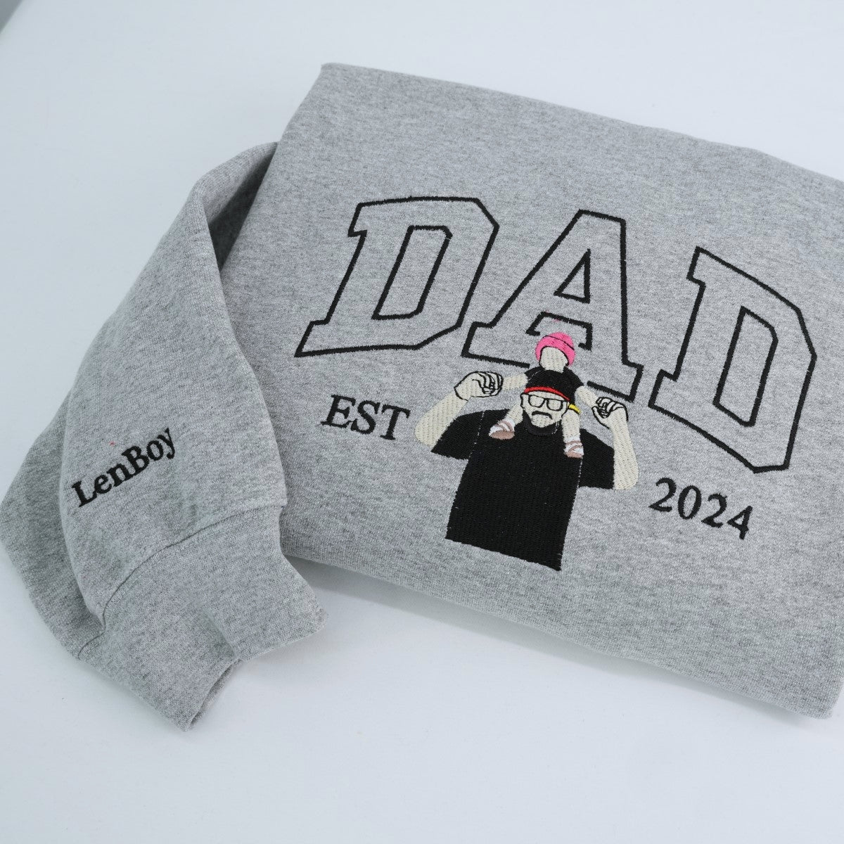 New Father Custom Embroidered Dad Hoodie - Personalized Father's Day Gift