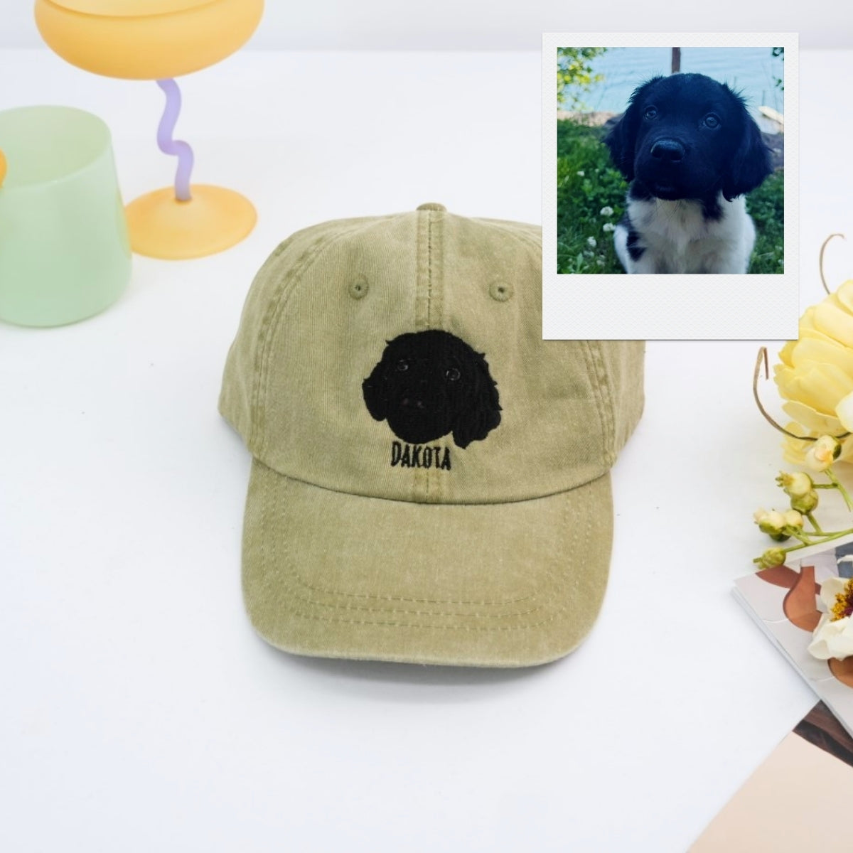 Dog Portrait Custom Embroidered Cap - Personalized Pet Accessory - Dog Owner Gift