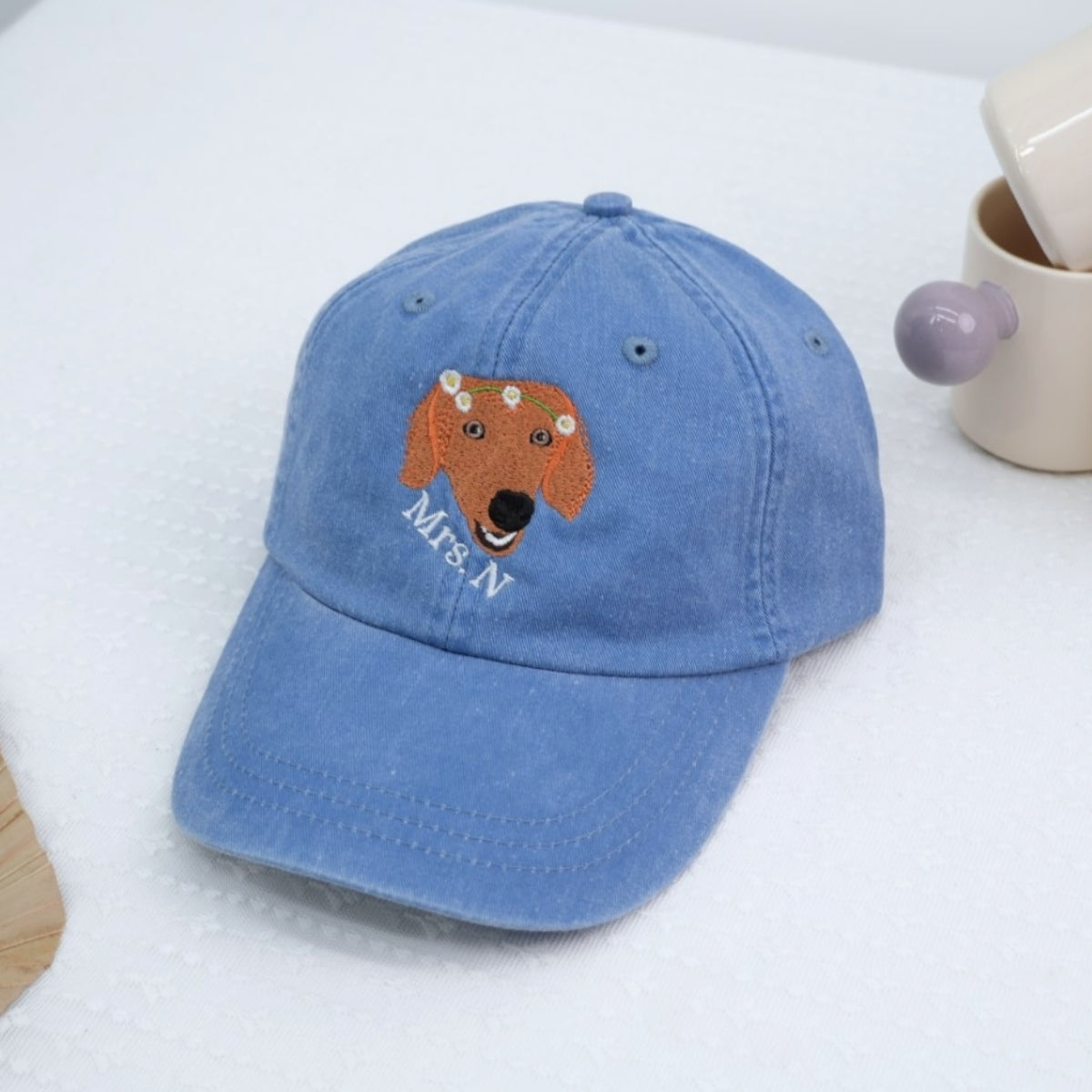 Dog Portrait Custom Embroidered Cap - Personalized Pet Accessory - Dog Owner Gift
