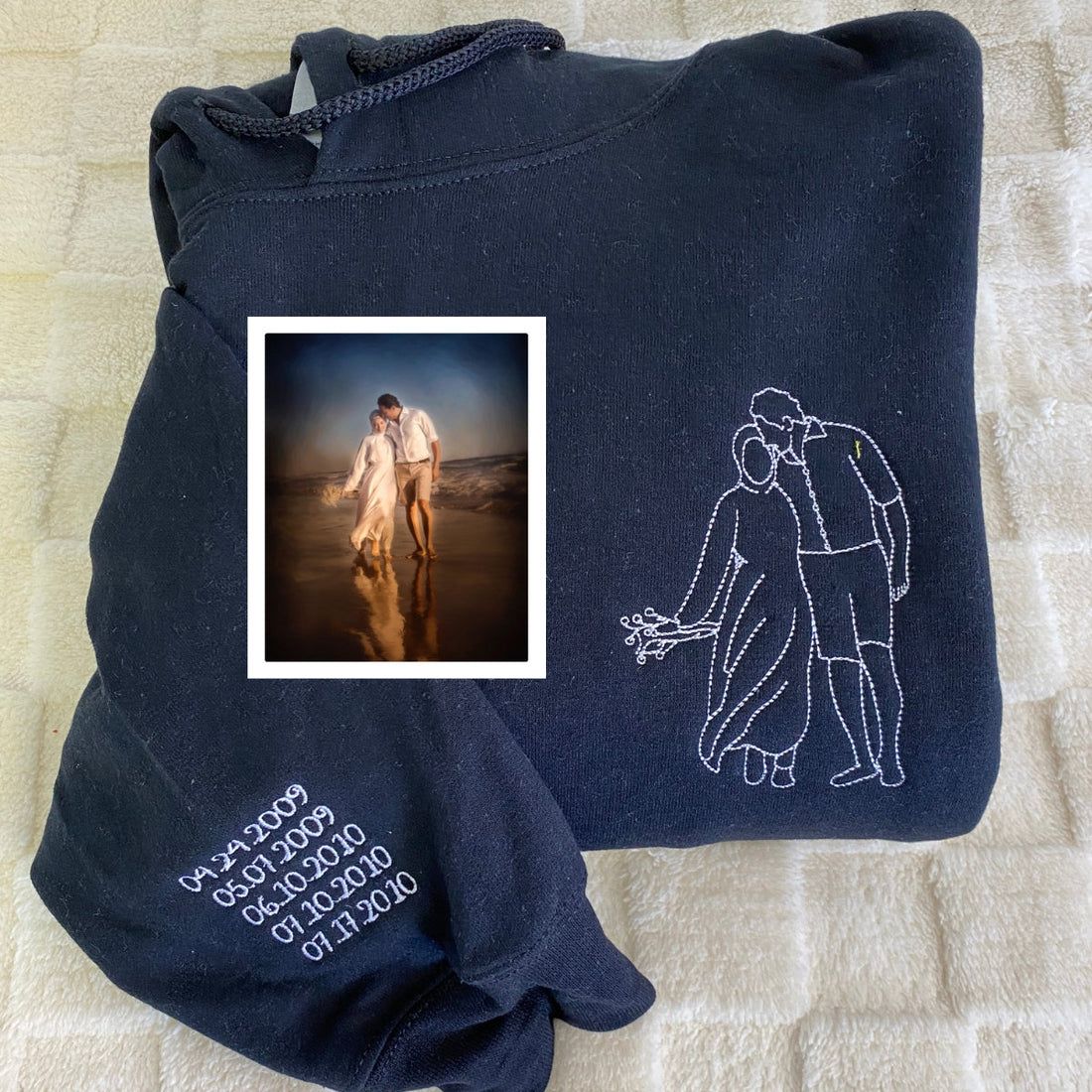 Custom Embroidered Photo Portrait Sweatshirt - Personalized Couple Gift Hoodie