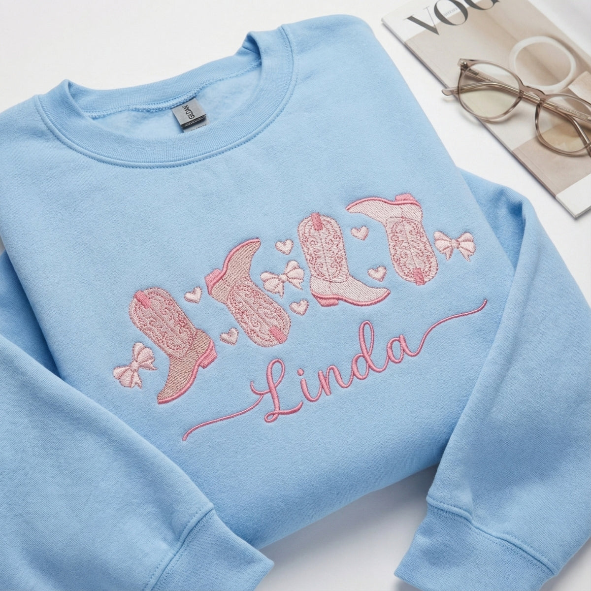 Valentine's Day Boots Custom Embroidered Hoodie - Personalized Gift for Her