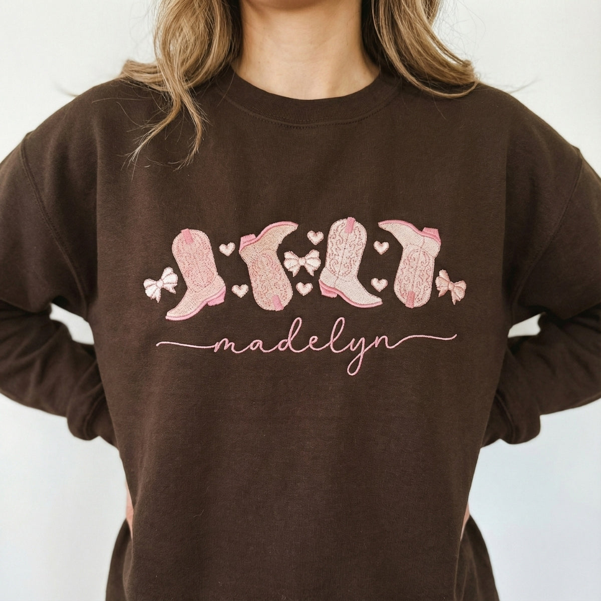 Valentine's Day Boots Custom Embroidered Hoodie - Personalized Gift for Her