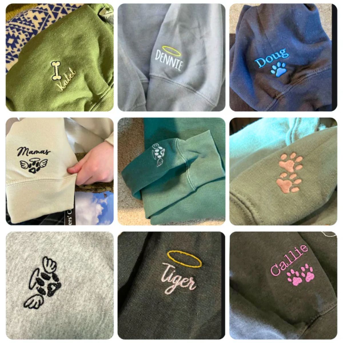 Custom Pet Portrait Embroidered Hoodie - Dog Family Sweatshirt with Names - Pet Parent Gift
