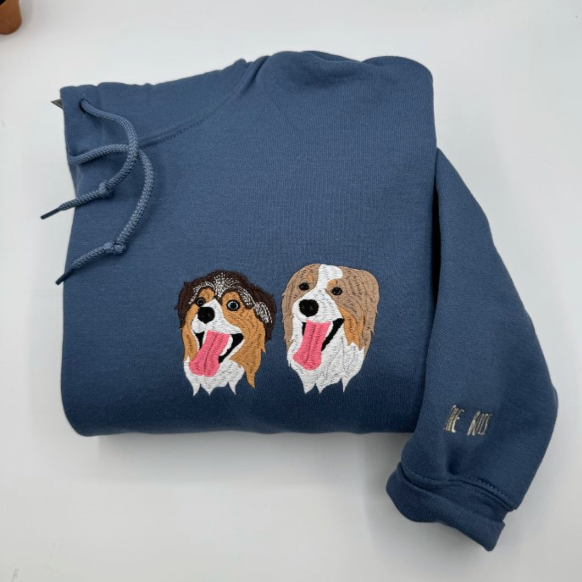 Custom Pet Portrait Embroidered Hoodie - Dog Family Sweatshirt with Names - Pet Parent Gift