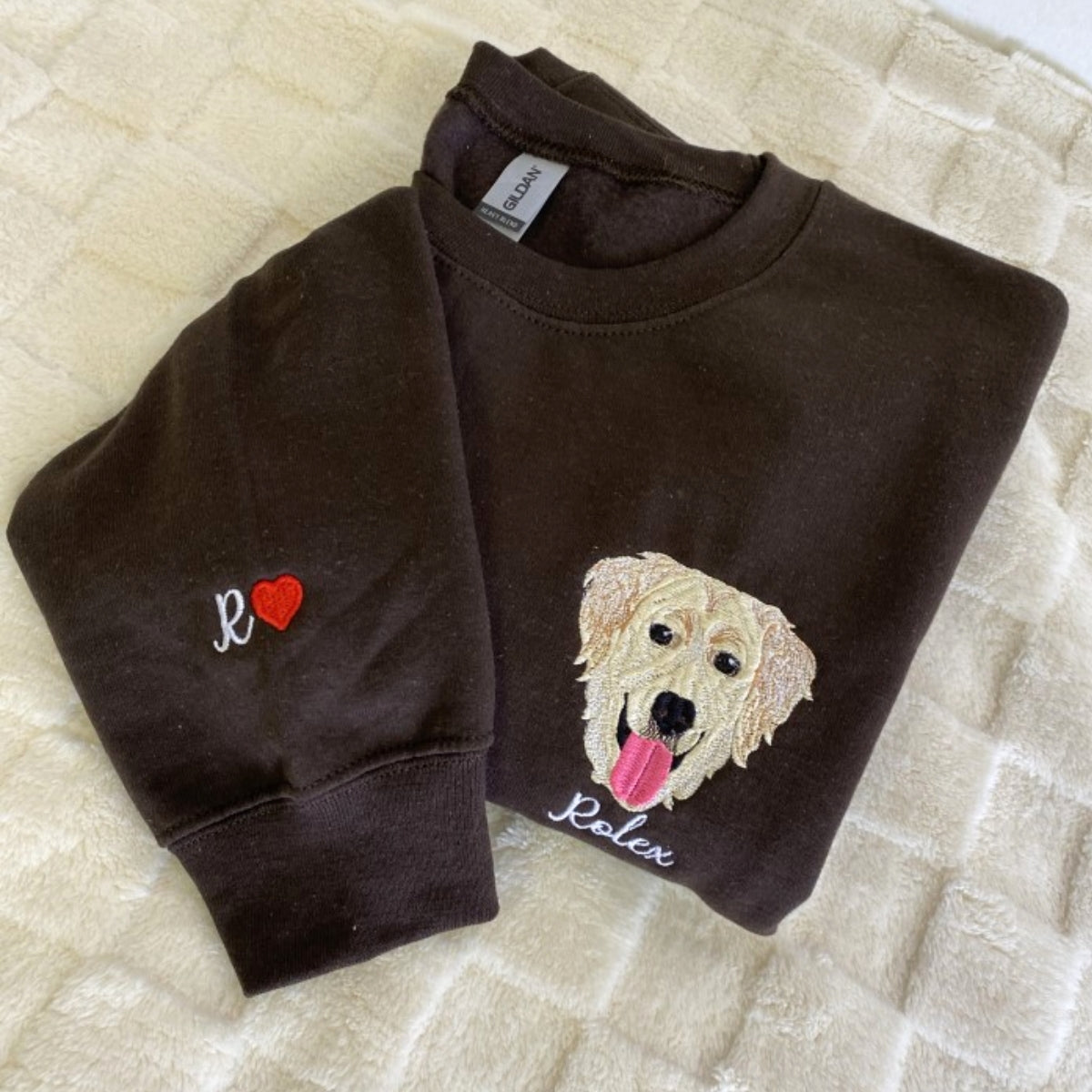 Custom Pet Portrait Embroidered Hoodie - Dog Family Sweatshirt with Names - Pet Parent Gift