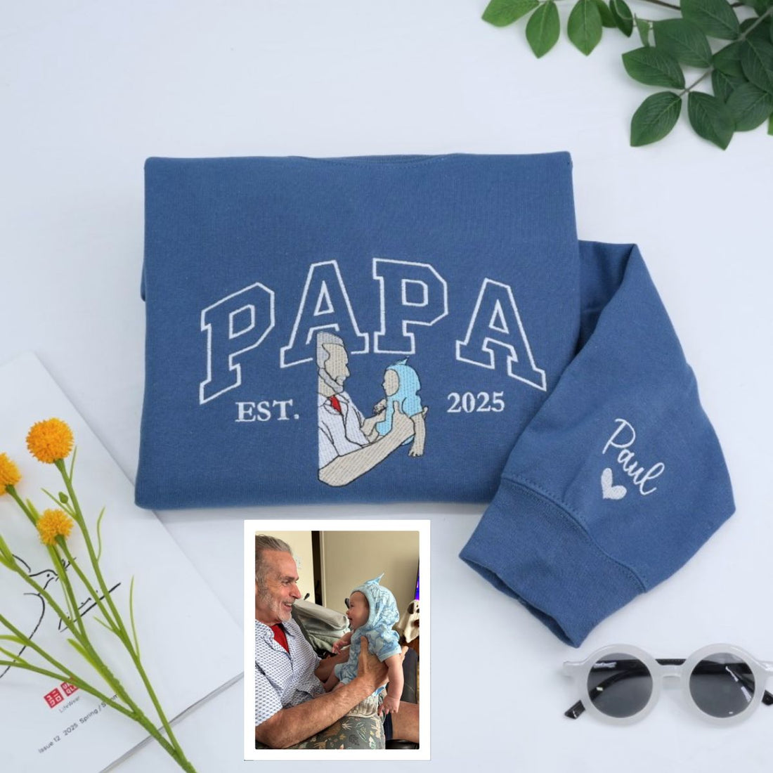 Personalized Grandpa Custom Embroidered Papa Hoodie - Perfect Father's Day Gift