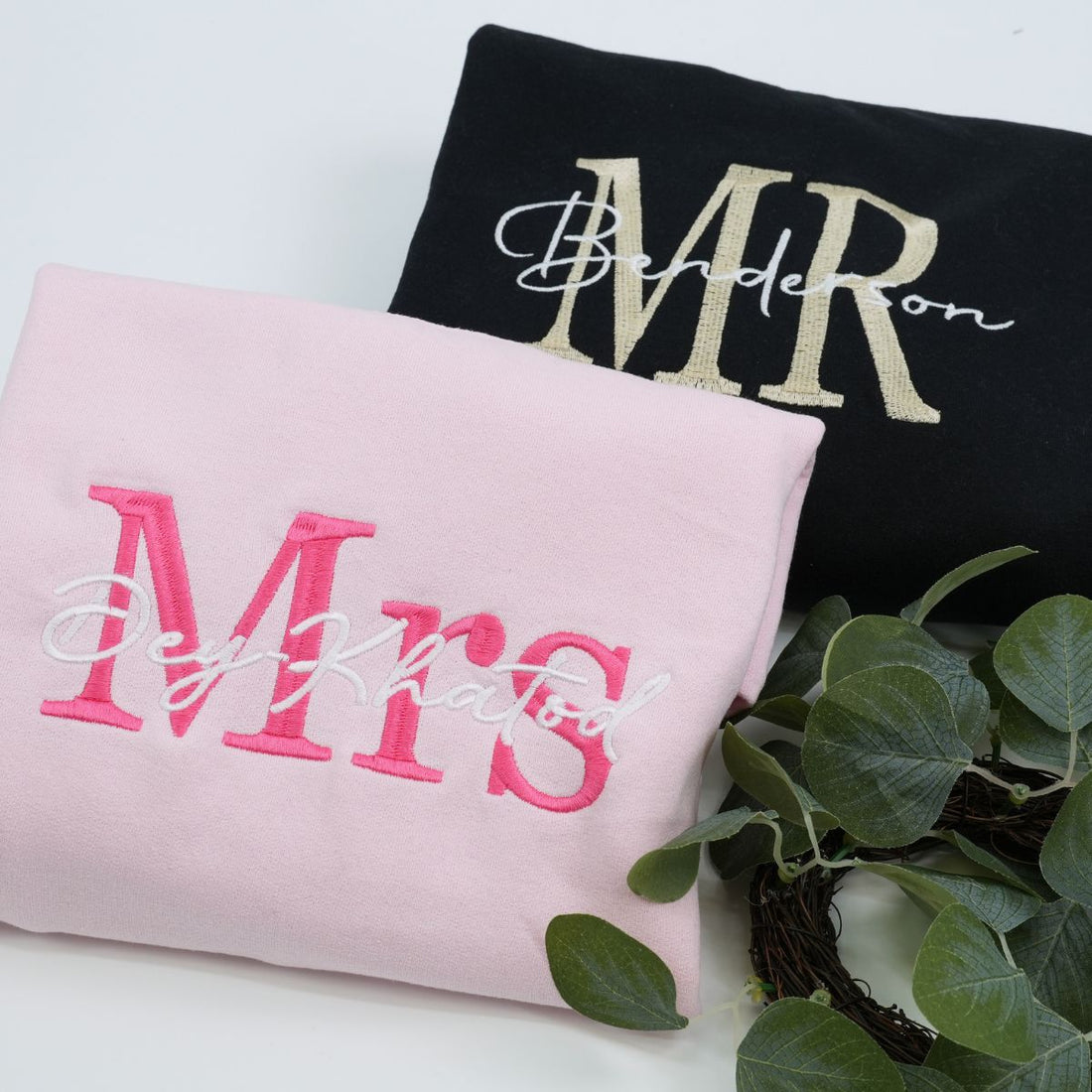 Embroidered Mr & Mrs Hoodie with Date - Couple Gift