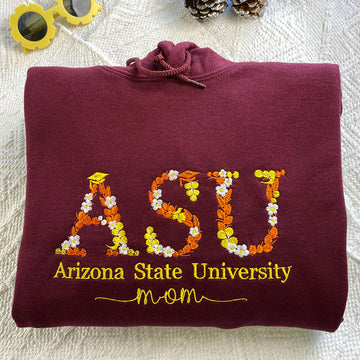 Embroidered University Hoodie with Floral Letter - College Gift