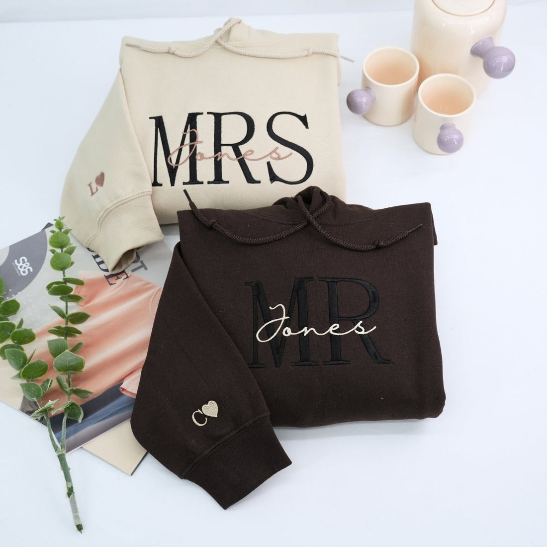 Mr & Mrs Embroidered Hoodies - Personalized Wedding Anniversary Gift