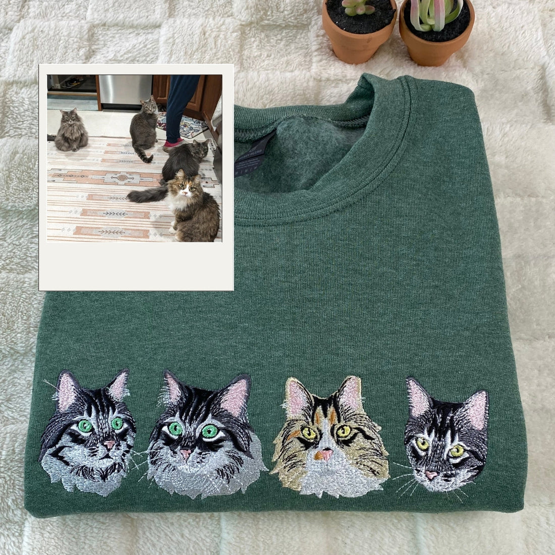 Fur Baby Custom Embroidered Hoodie - Cat Face Sweatshirt - Personalized Cat Family Apparel