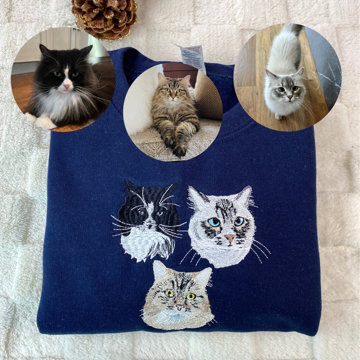 Fur Baby Custom Embroidered Hoodie - Cat Face Sweatshirt - Personalized Cat Family Apparel