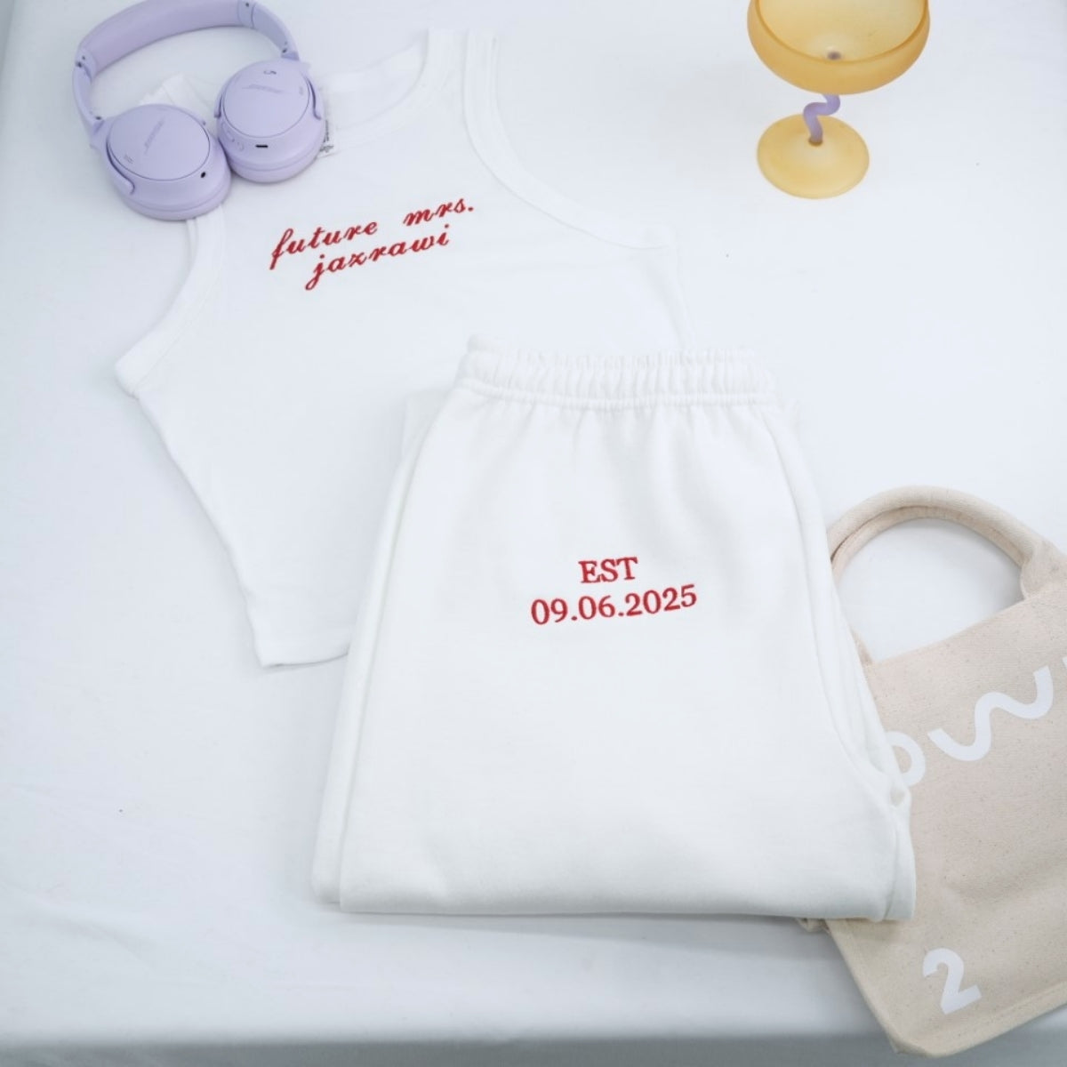Future Mrs Custom Embroidered Tank Top - Personalized Engagement Apparel - Bridal Gift