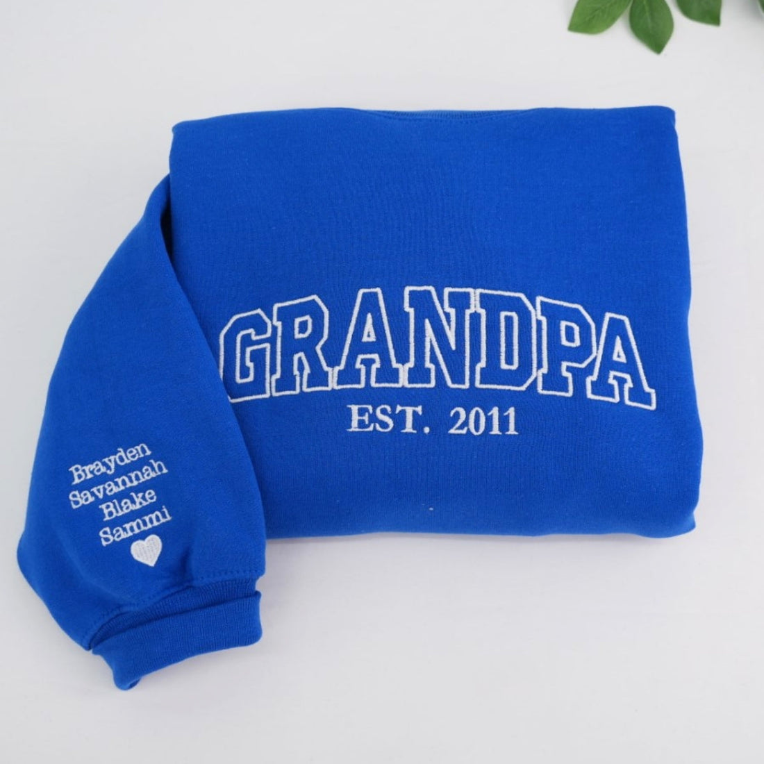 Personalized Embroidered Sweatshirt - Custom Grandpa Hoodie - Father's Day Gift EST Year