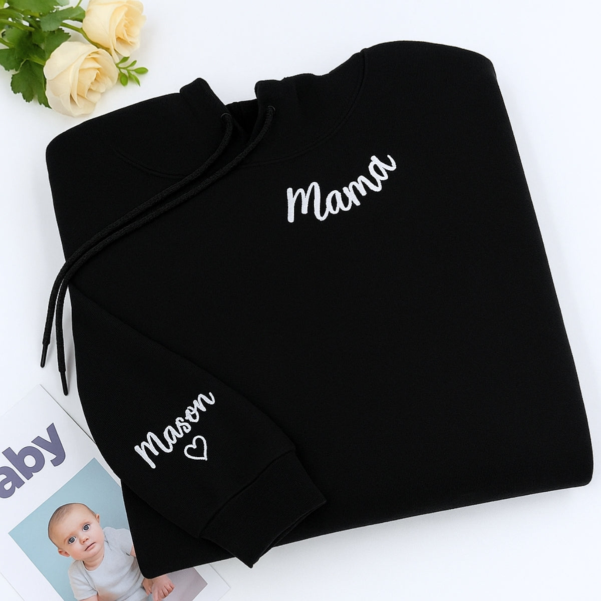 Mama Custom Embroidered Hoodie - Mom Sweatshirt - Personalized Mother's Day Gift