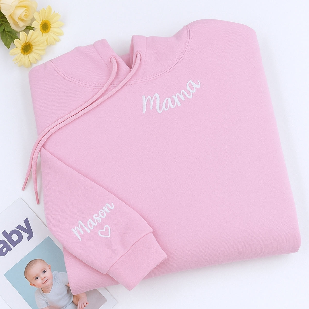 Mama Custom Embroidered Hoodie - Mom Sweatshirt - Personalized Mother's Day Gift