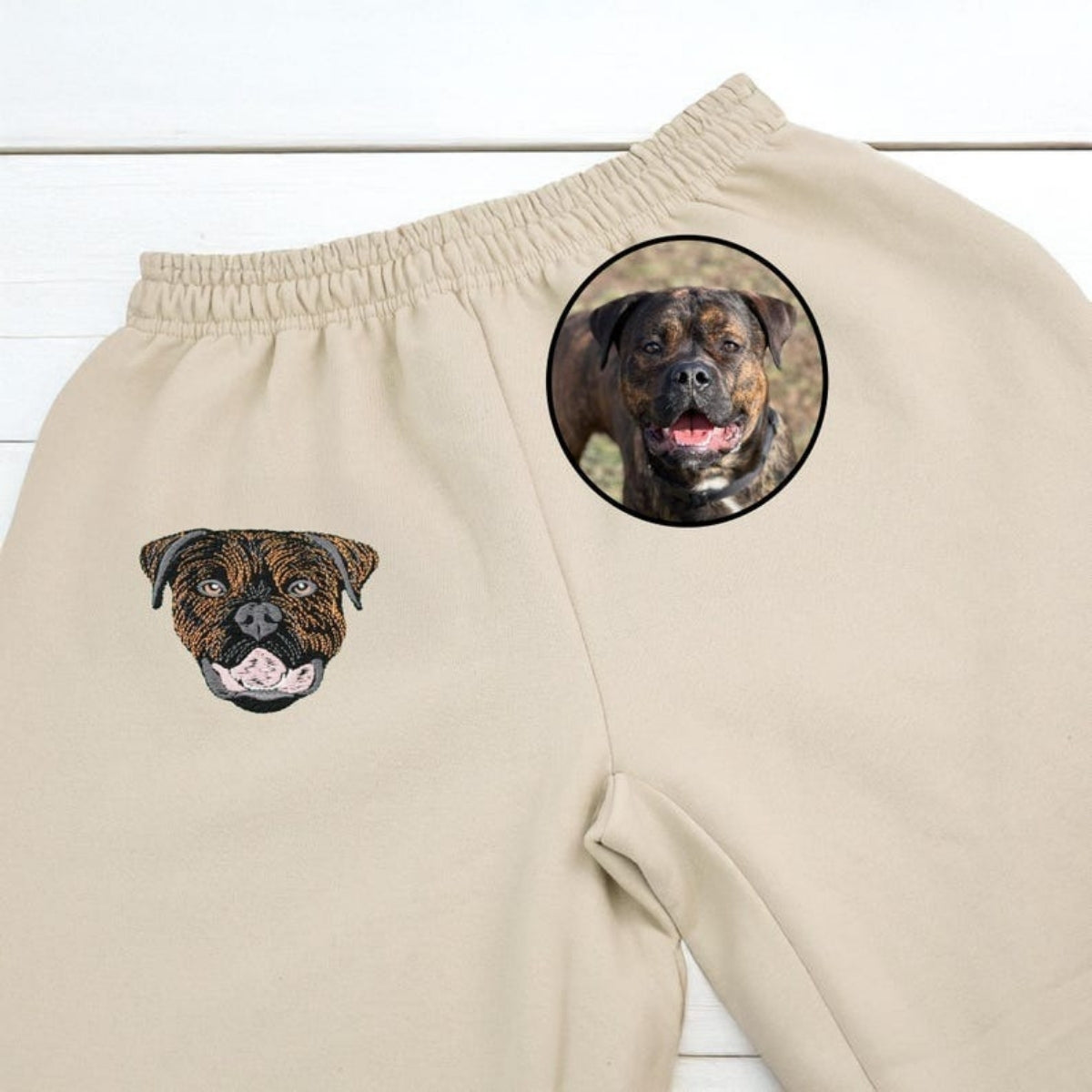 Dog Names Custom Embroidered Sweatpants - Pet Portrait Sweatpants - Personalized Pet Family Gift