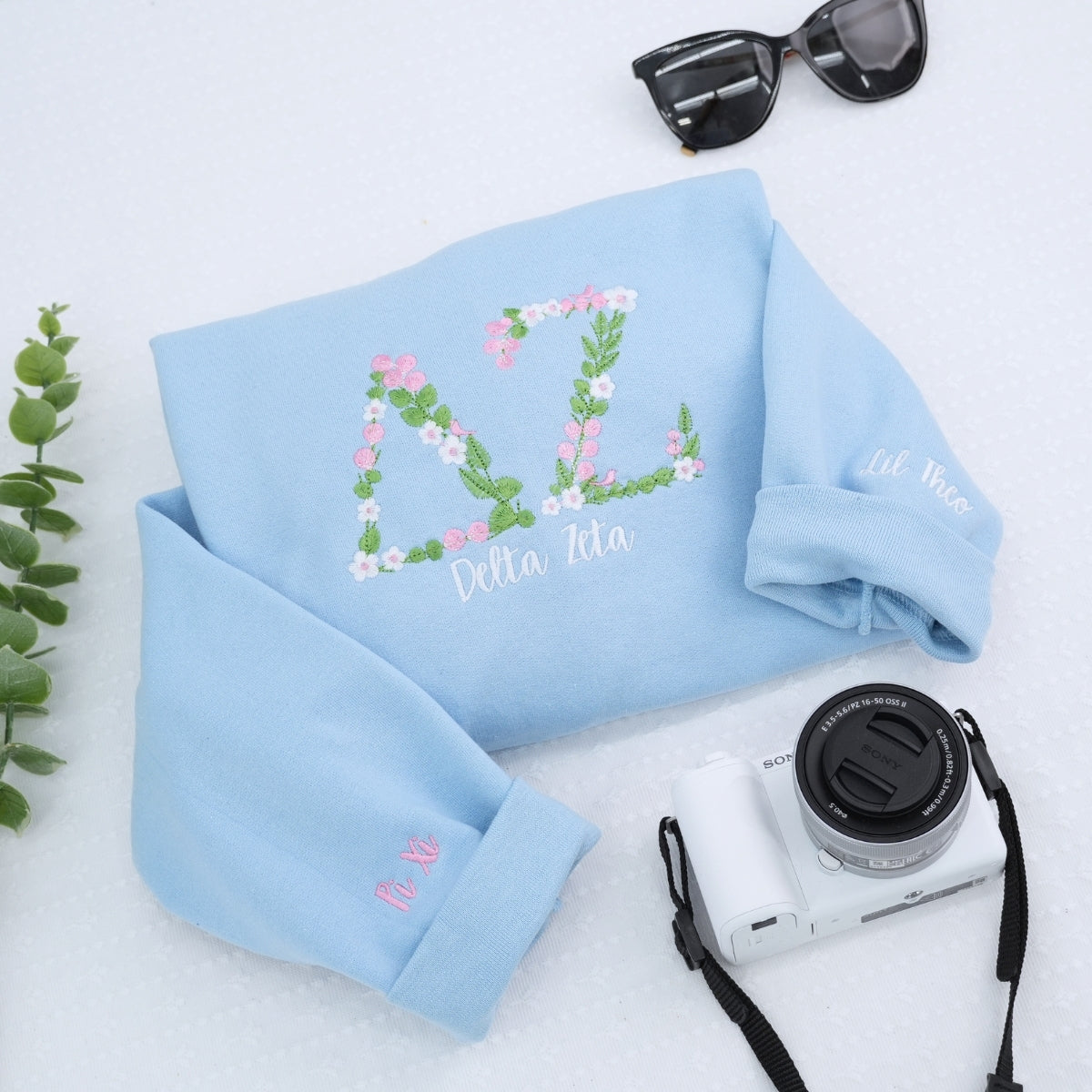 University Custom Embroidered Sweatshirt - Personalized College Floral Apparel