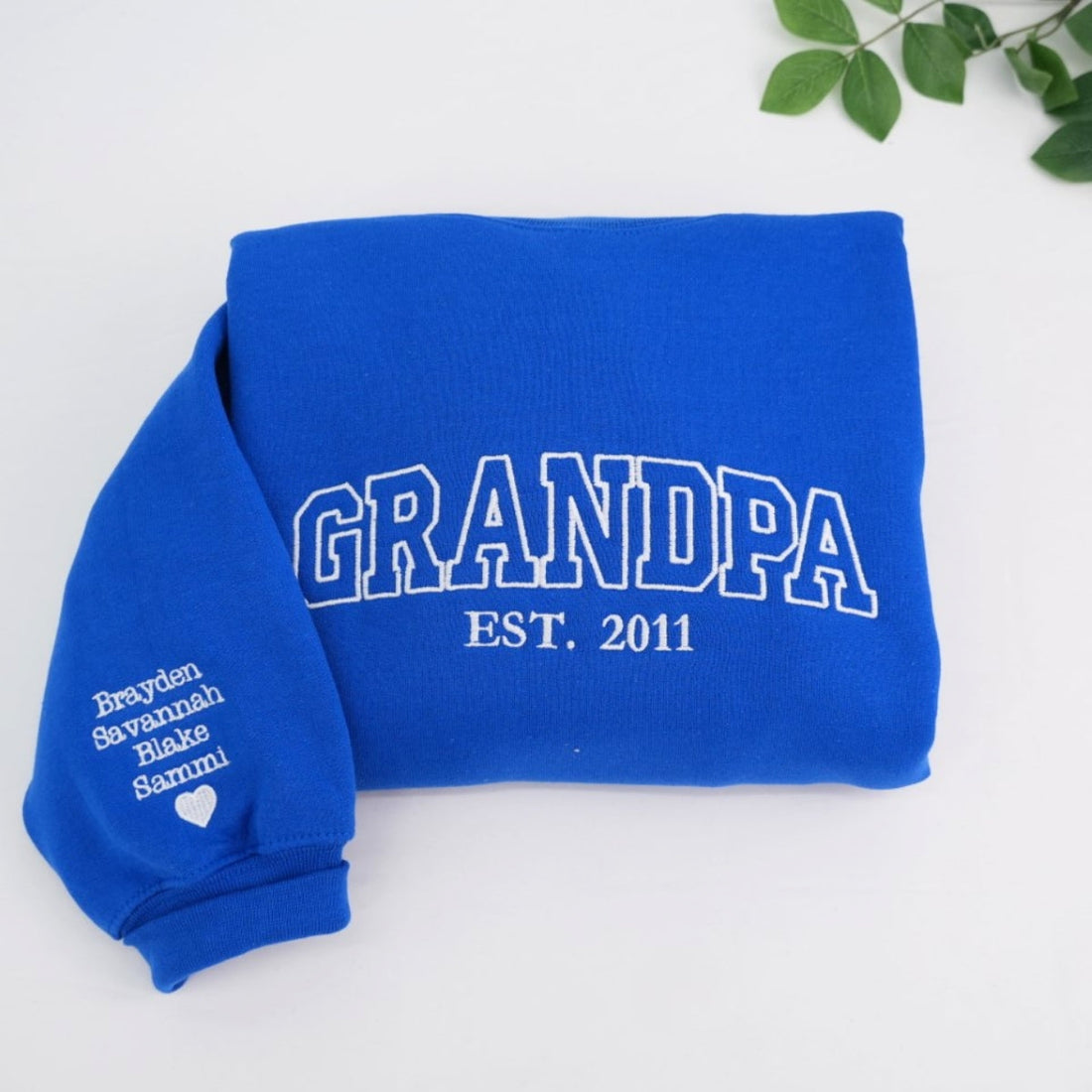 Grandpa EST Custom Embroidered Hoodie - Personalized Sweatshirt - Perfect New Grandfather Gift