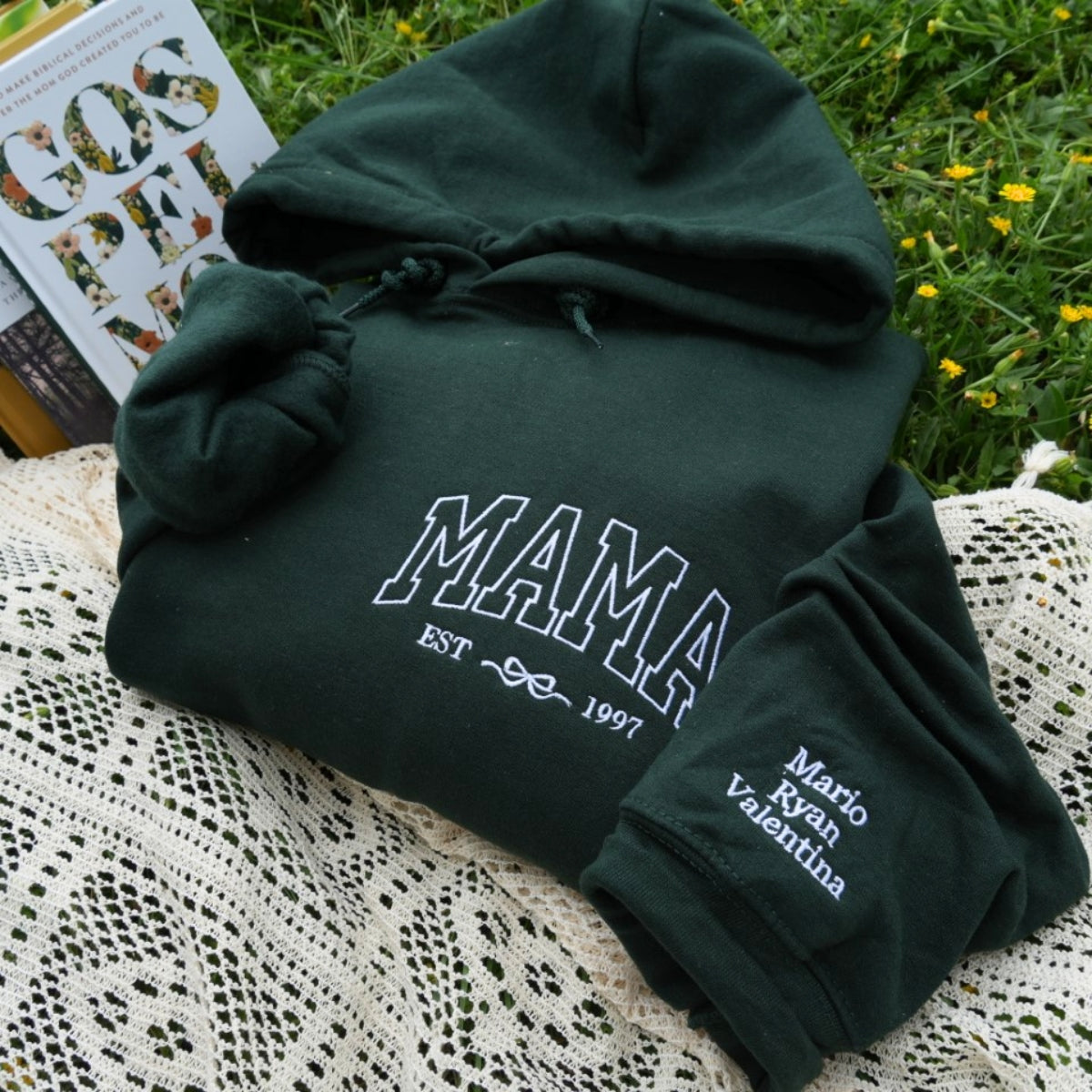 Grandpa EST Custom Embroidered Hoodie - Personalized Sweatshirt - Perfect New Grandfather Gift