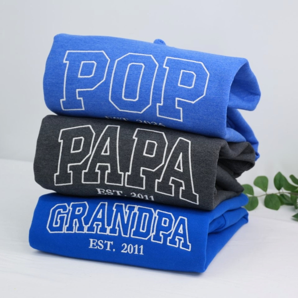 Grandpa EST Custom Embroidered Hoodie - Personalized Sweatshirt - Perfect New Grandfather Gift