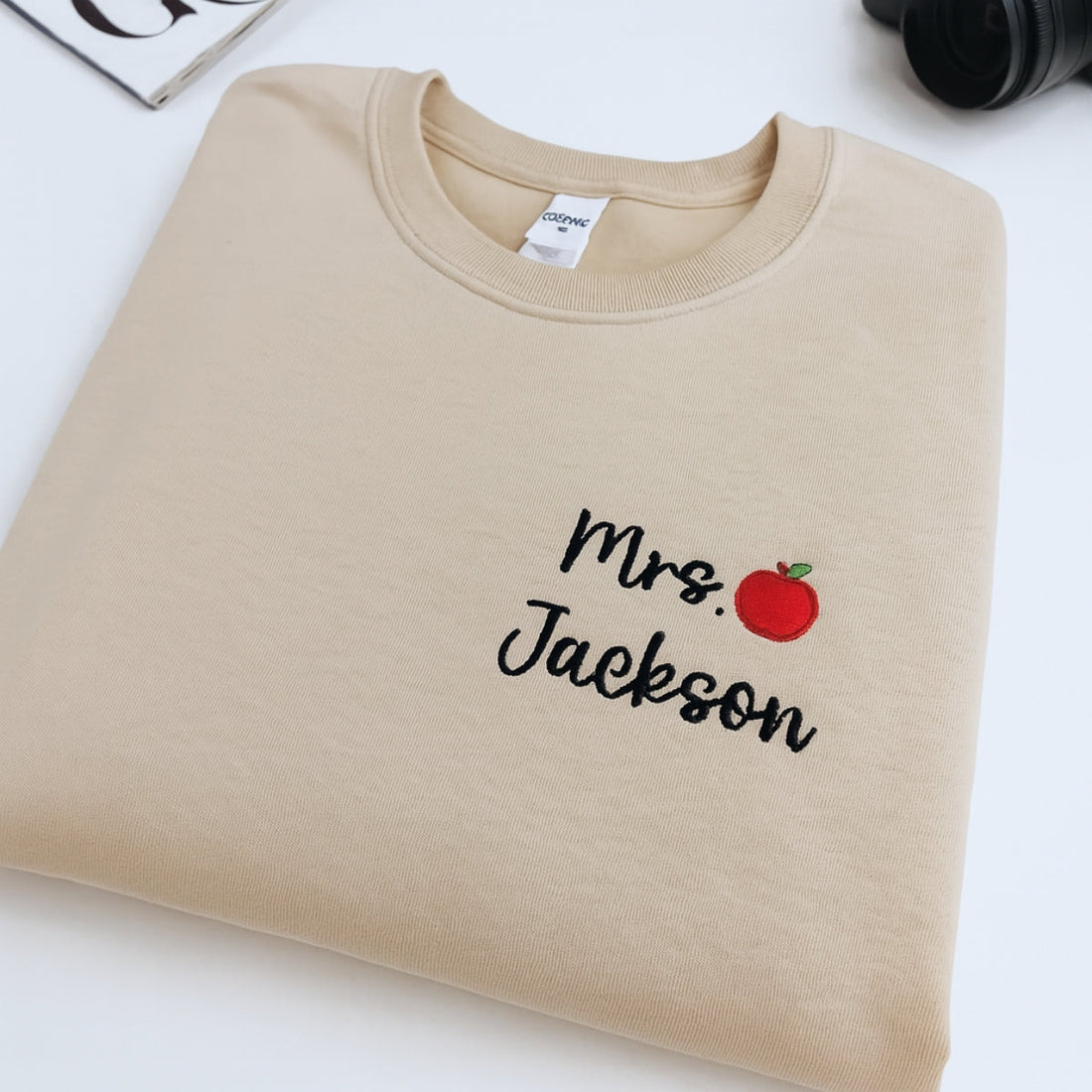 Mrs Apple Custom Embroidered Sweatshirt - Personalized Teacher Appreciation Gift